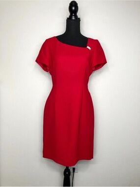 Liz Claiborne Red Short Sleeve Knee Length Career Dress - Petites